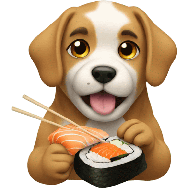 Dog eating sushi aesthetic emoji