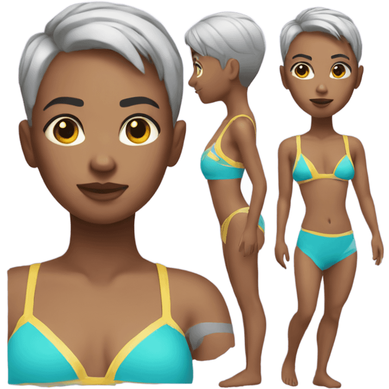 short cut hair with swimming suit emoji