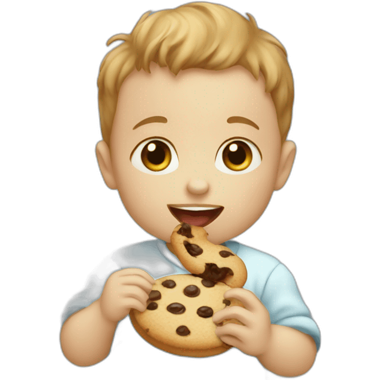 Baby boy eating a cookie emoji