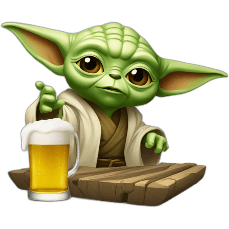 Yoda en train de boire une bière emoji