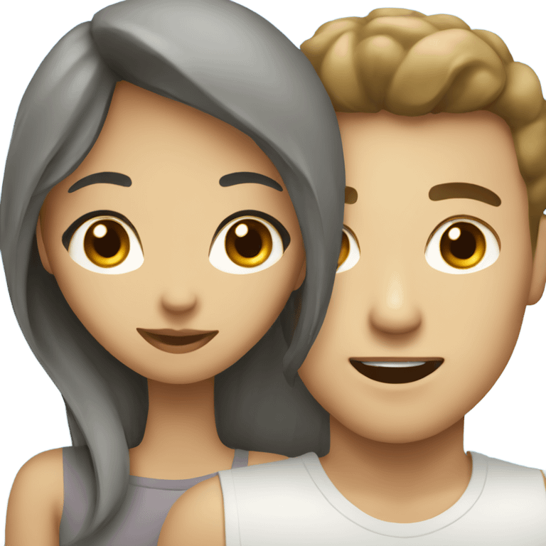 Asian girl with white boyfriend emoji