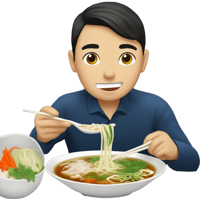 eating pho in hanoi emoji