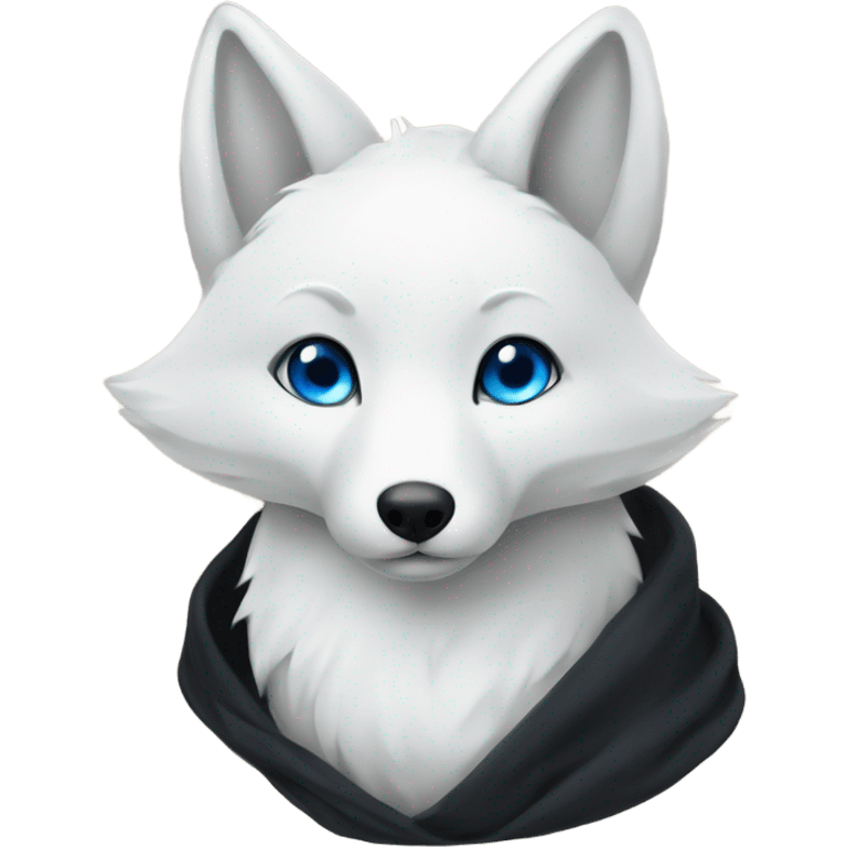 White fox with blue eyes and black blanket  emoji