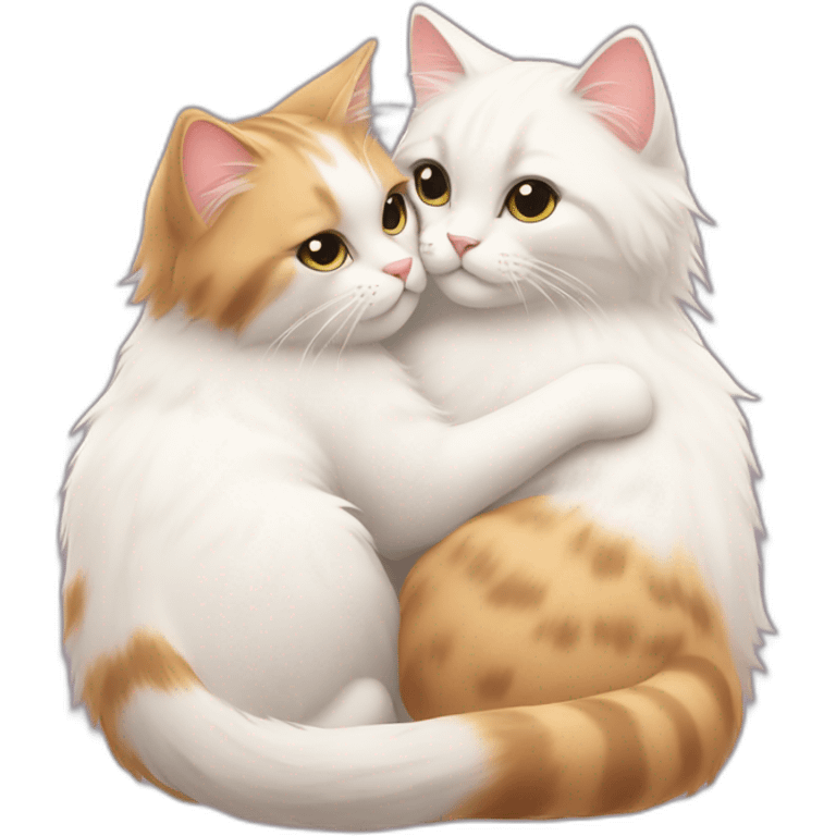 cute fluffy cat hugs another cat emoji