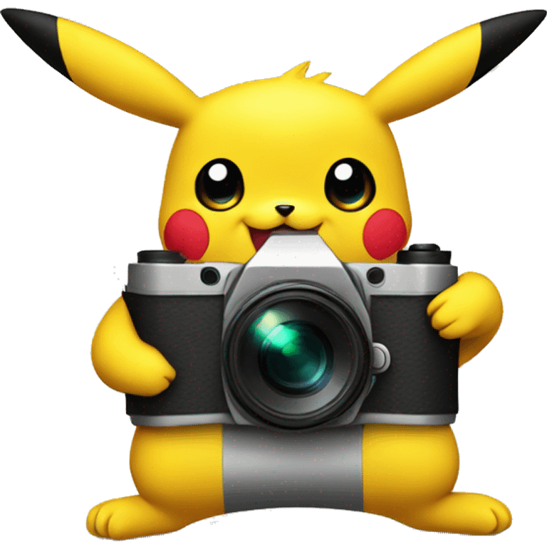 pickachu with a camera emoji