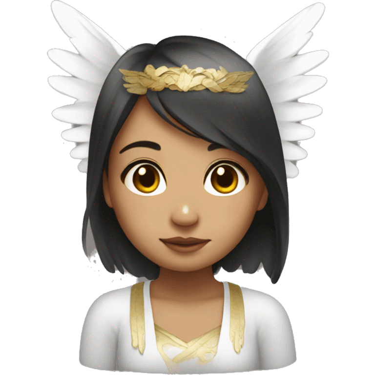 South East Asian girl with angel wings emoji