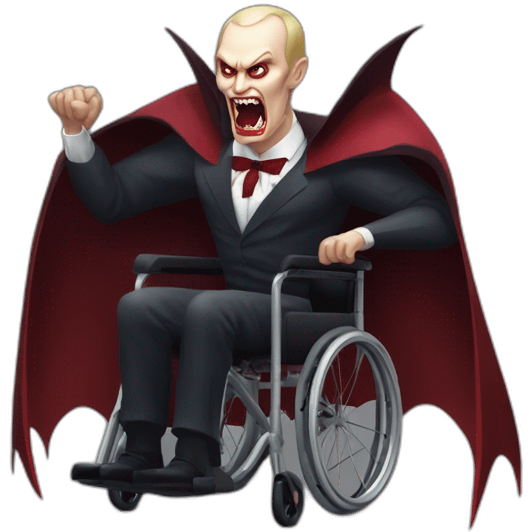 Angry vampire vladimir hold putin meat cube dressed as dracula small wheelchair halloween mood emoji