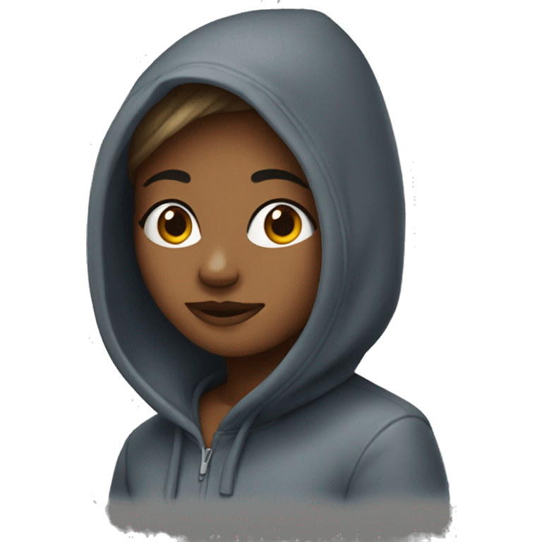 Nicole wearing a hoodie emoji