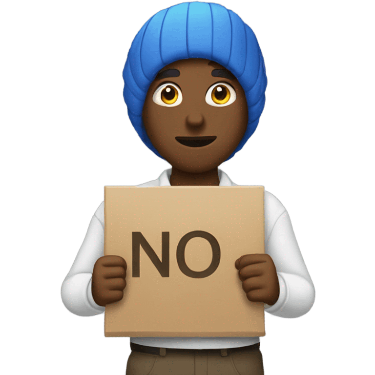 Man holding sign that says No emoji