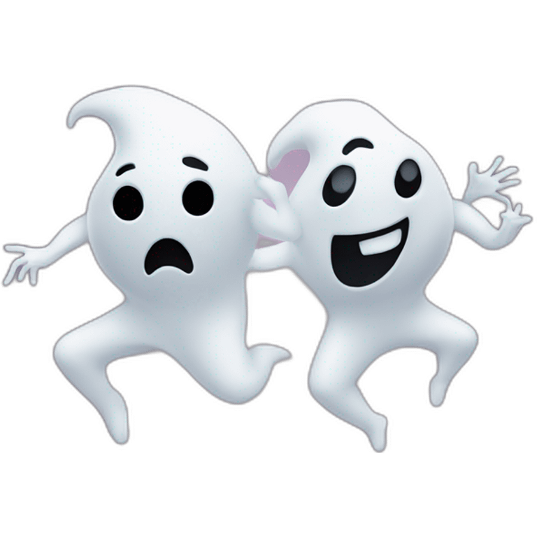 a female ghost and a male ghost dancing as a Ying yang emoji