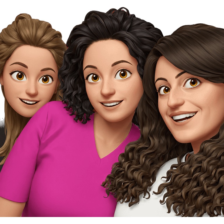 happy girls with diverse hair emoji