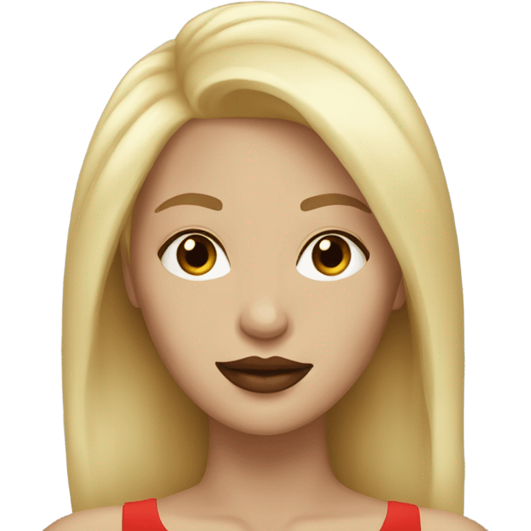 Woman with blonde hair and red lips emoji