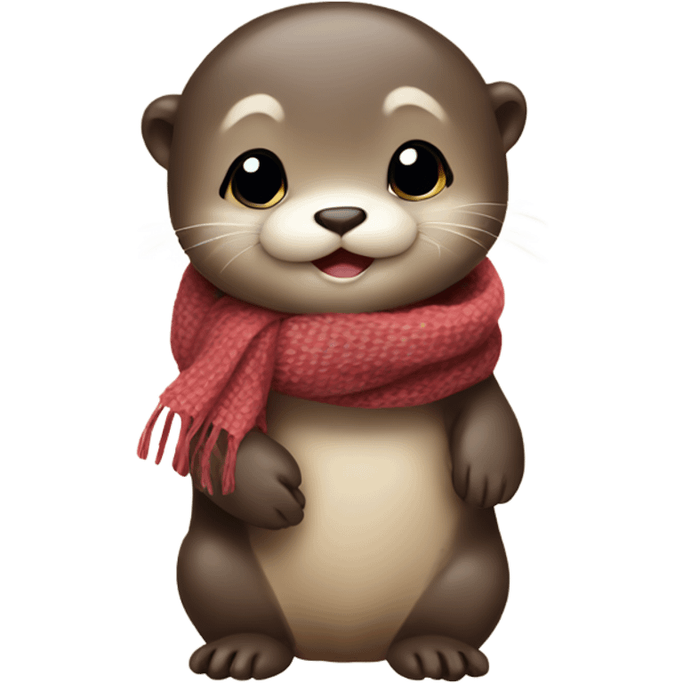 Cute baby otter. Wearing scarf. Full body.  emoji