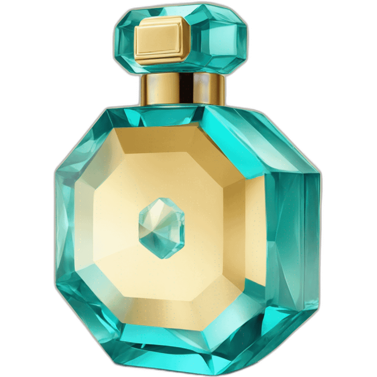 Iconic Octogonal Crystal Fragrance Bottle Turquoise and Gold Tint emoji