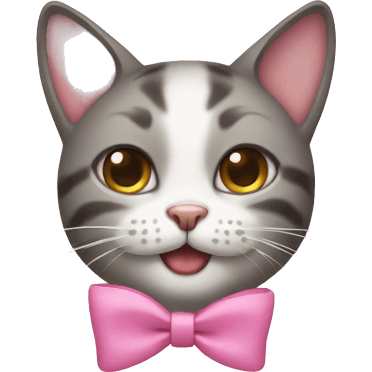 cat wearing a pink bow emoji