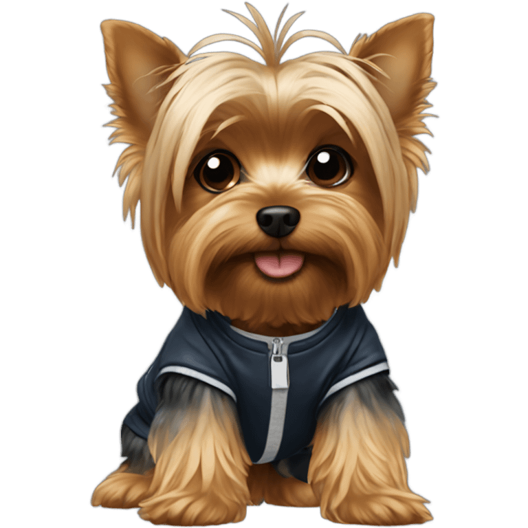 yorkie wearing jordan emoji