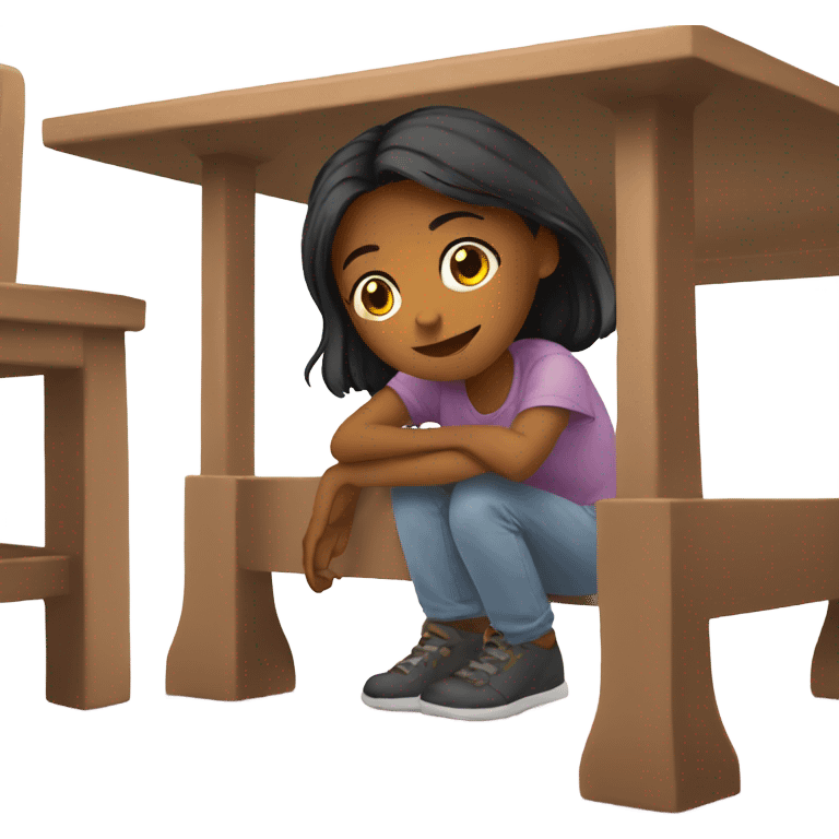 Girl under the table emoji