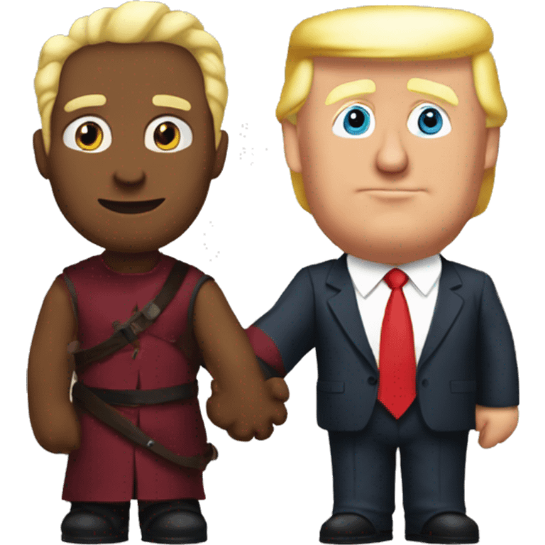 Trump holding Elon musks hand emoji