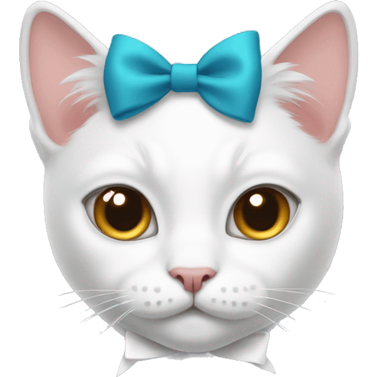 White cat with a bow on his head emoji