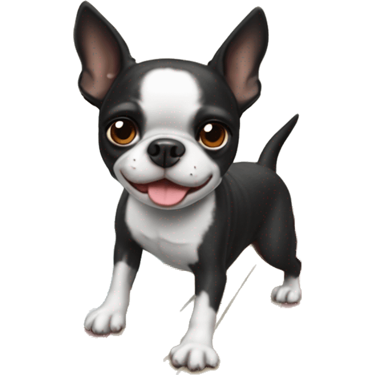 Boston terrier surfing emoji