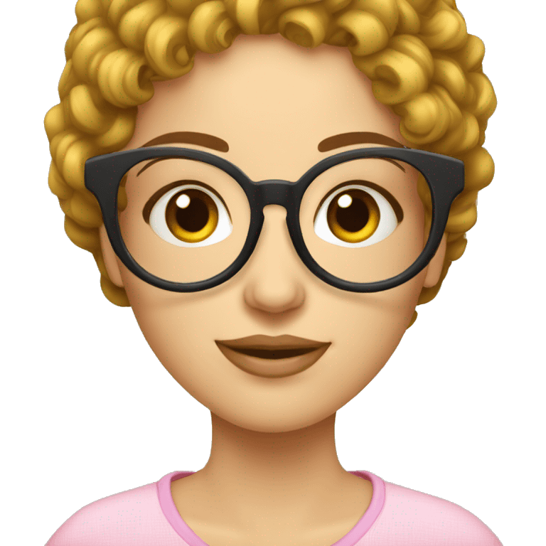 femme cheveu bouclé lunettes rondes emoji