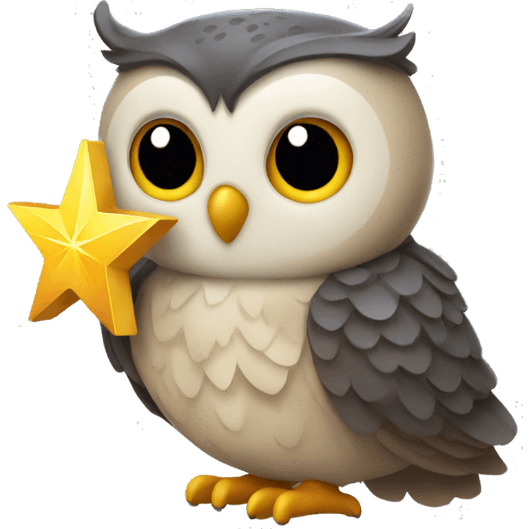 owl holding a star emoji