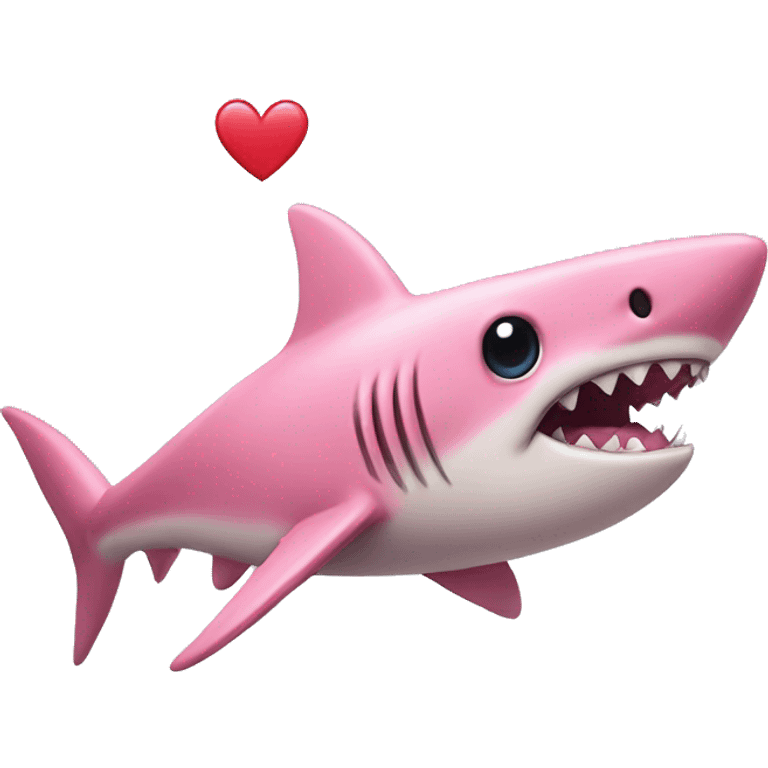 pink shark with eyelashes and heart emoji