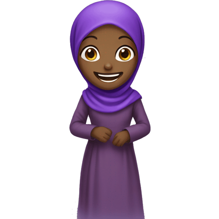 Laughing African hijab girl in purple emoji