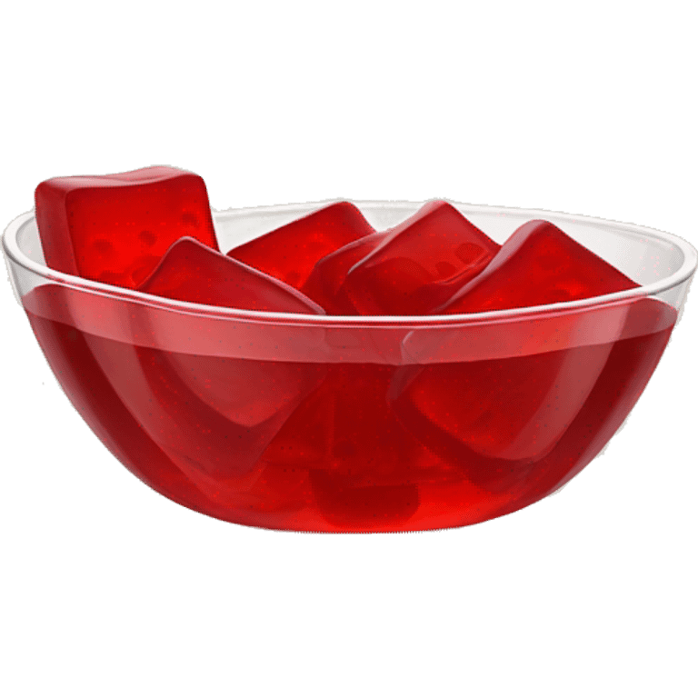 Side view of Red Jell-O squares in a bowl  emoji