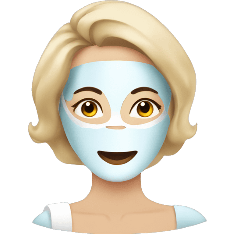 Lady with face mask spa beauty full face relaxing emoji