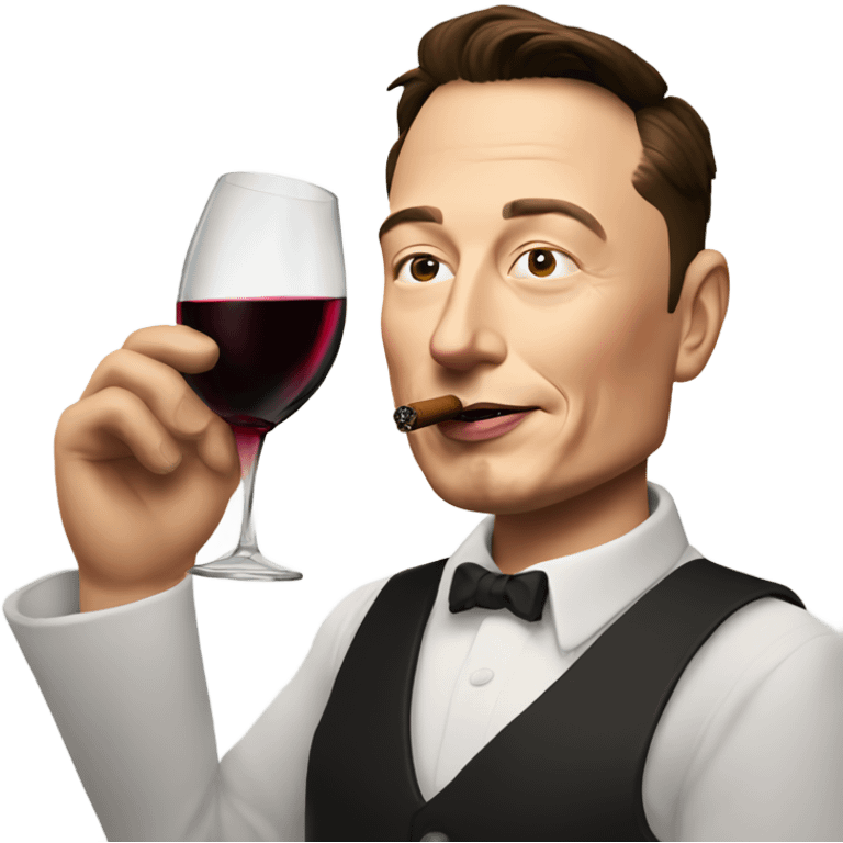 Elon musk with cigar and wine emoji