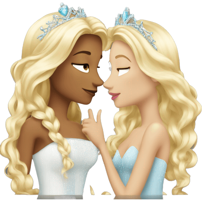 2 women princesses couple blonde kiss emoji