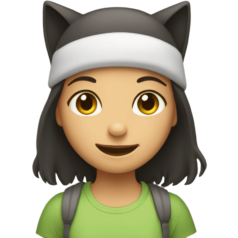 smiling girl with cat emoji