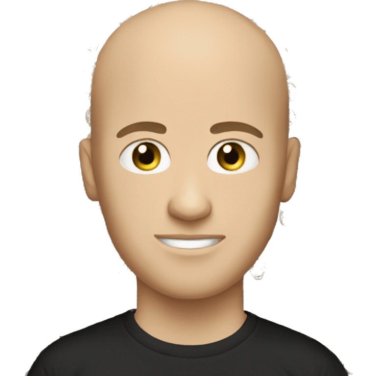 white young man bald brown yes black t-shirt emoji