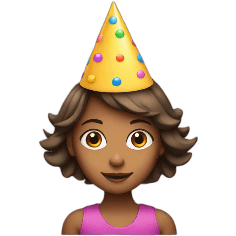 girl with party hat face emoji