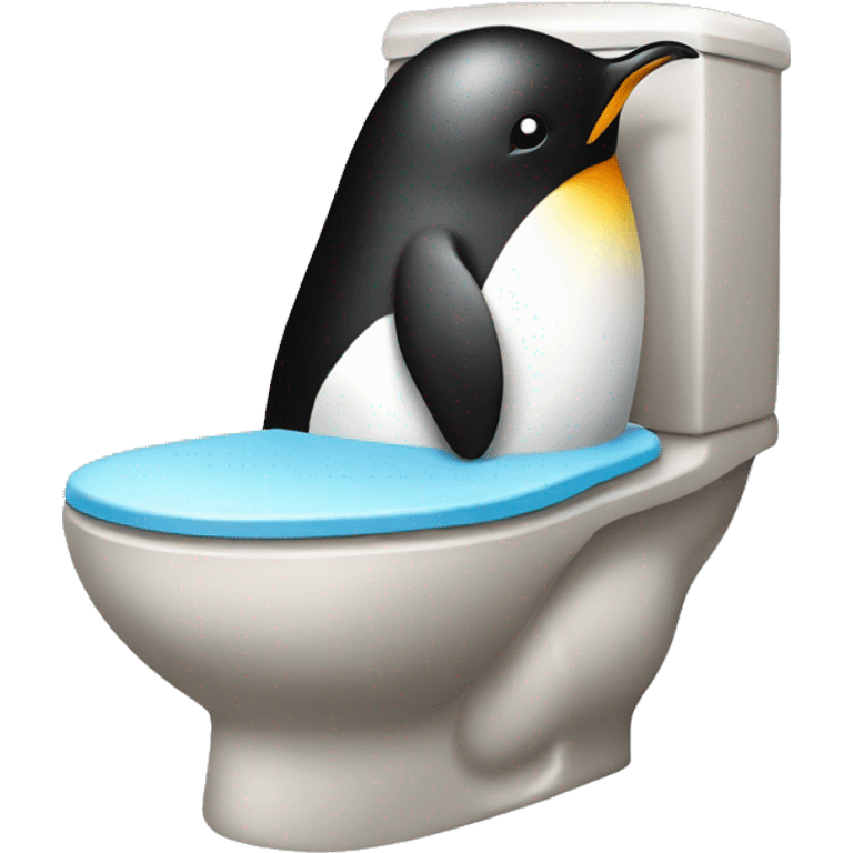 Penguin on a toilet emoji