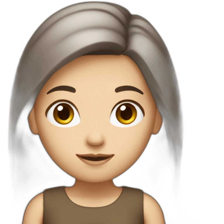 little white woman, dark long brown hair, curve full body emoji