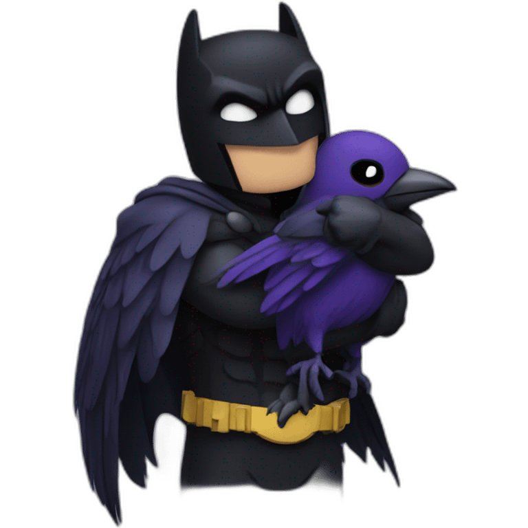 Raven hugging Batman emoji