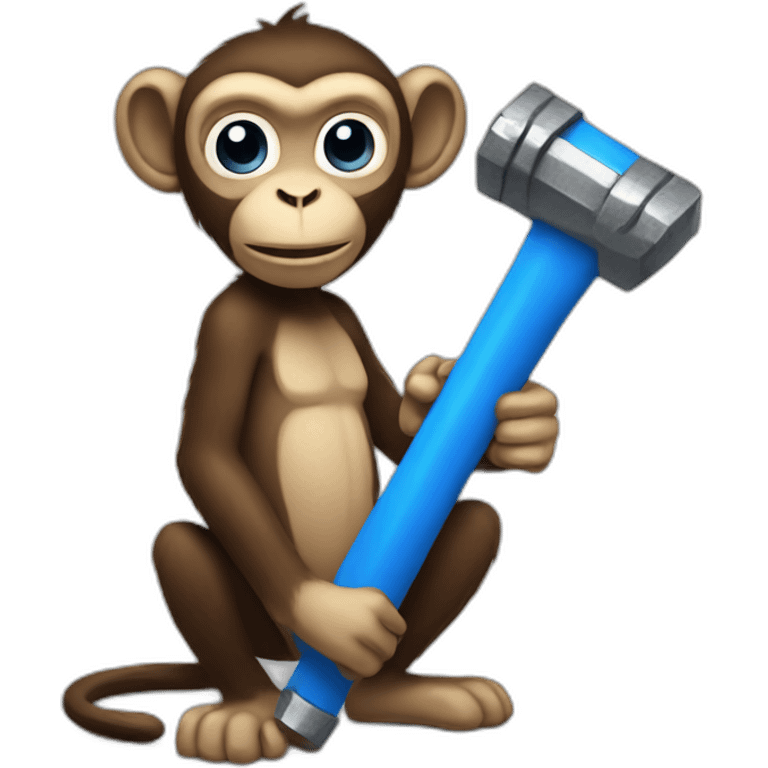 monkey with blue hammer emoji