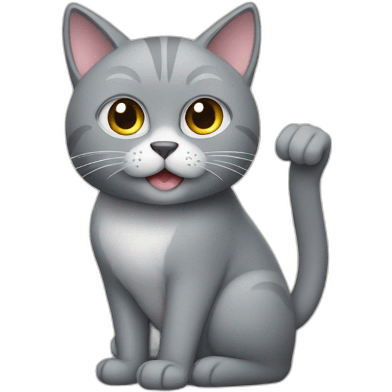 Grey cat who makes a finger of honor emoji