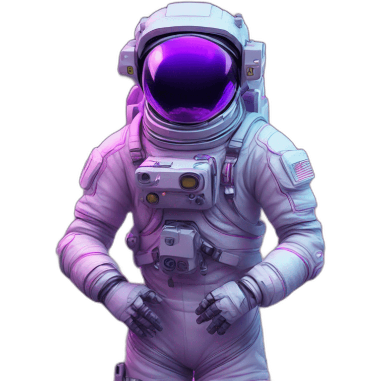 Astronaut with cyberpunk VR environment with violet neon lighting emoji