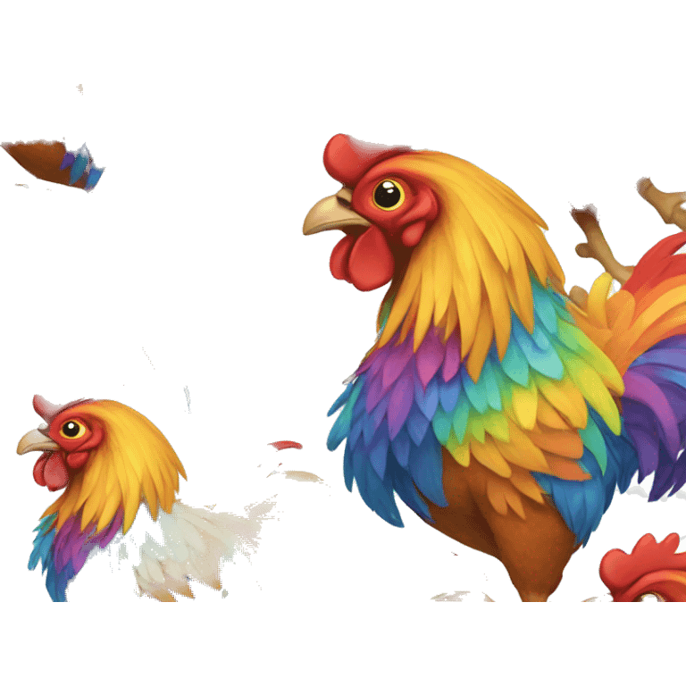 Rainbow rooster emoji