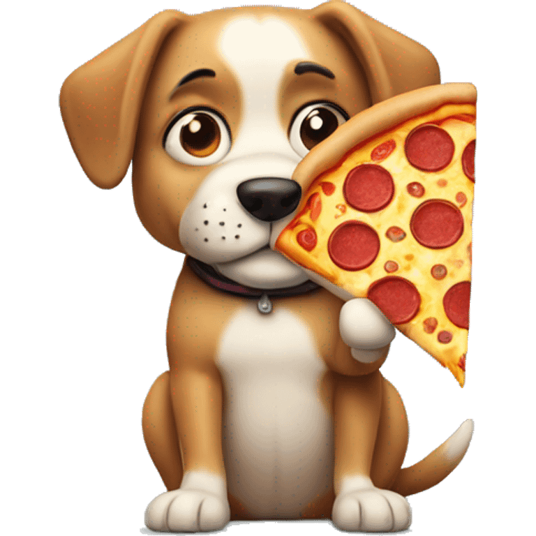 Dog holding a pizza standing emoji