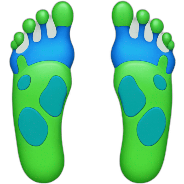 green left and blue right foot with pawpads emoji