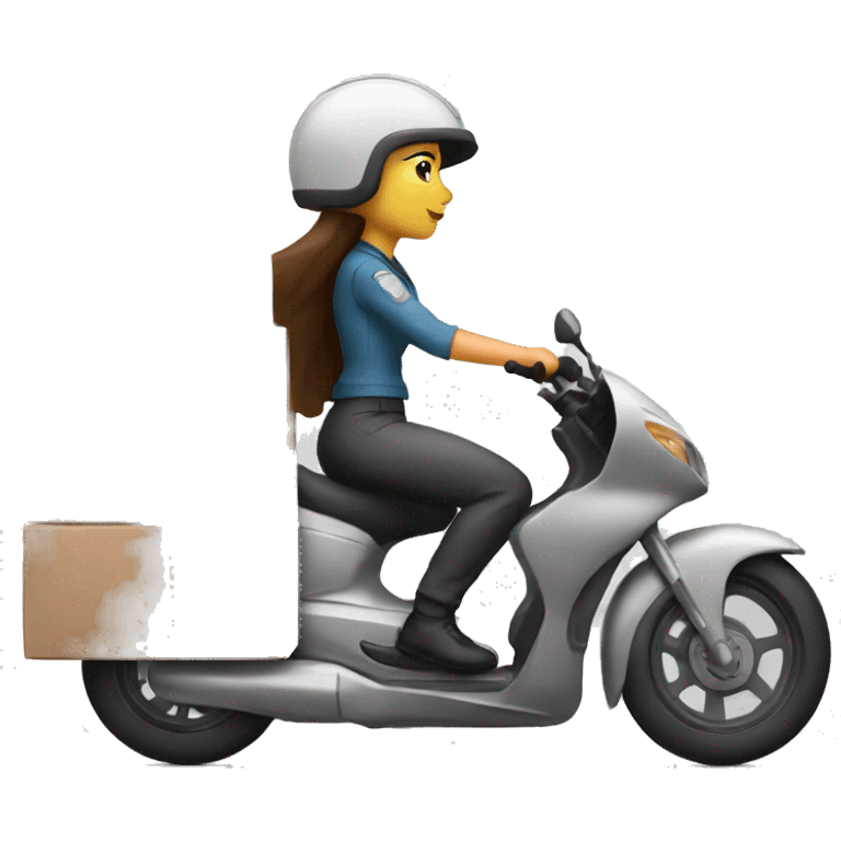 delivery moto woman driving frontal emoji