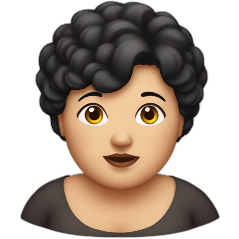 fat lady with short black hair emoji