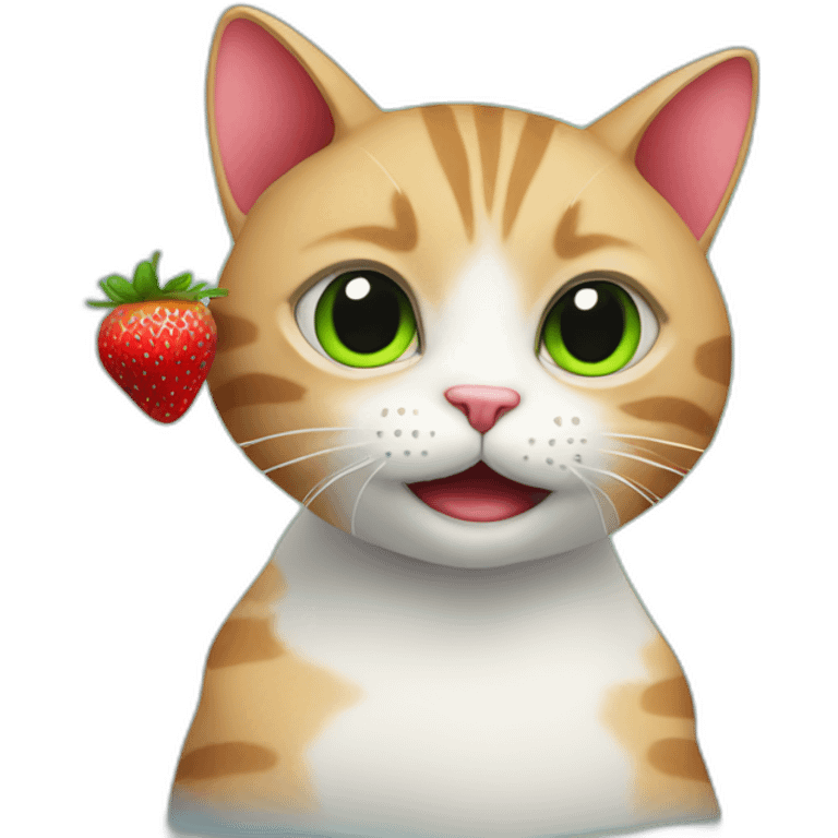 Alien cat with strawberries emoji