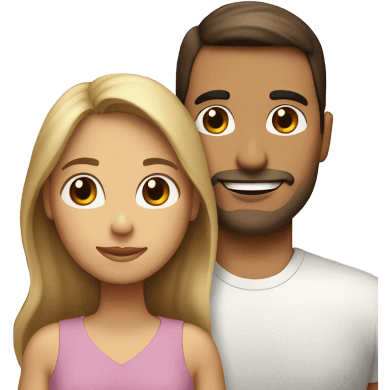 Puerto rican beard short brown hair  husband with blond long hair wife and brown long hair daughter Family  emoji