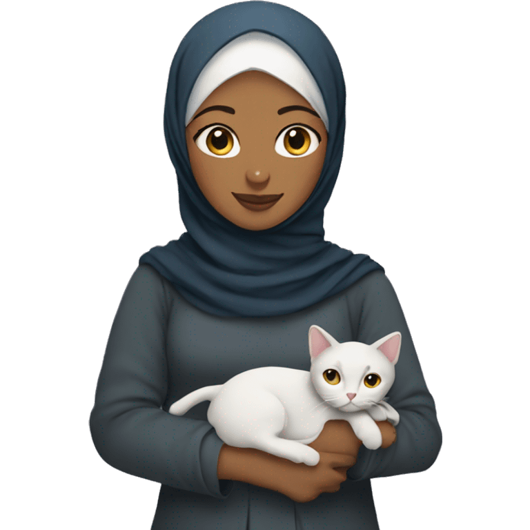 Hijabi holding a cat  emoji