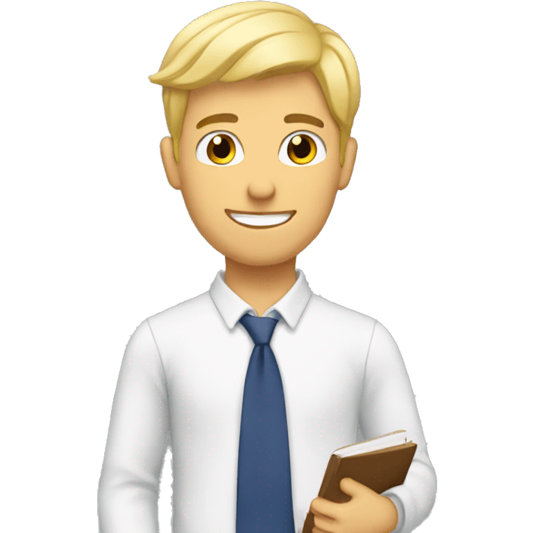 blond guy loves to study emoji